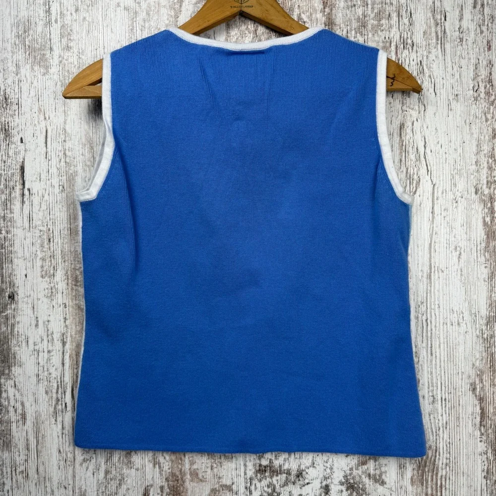 Designers Originals Blue Colorblock Cardigan Shell Twin Set Petite Medium PM - Picture 3 of 9